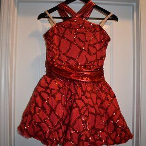 Weissman Child X-Large Red Sequin Dance Costume